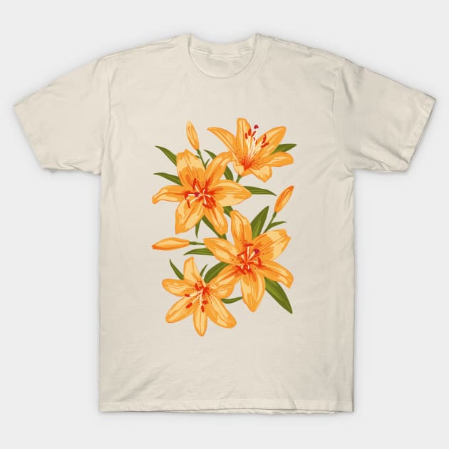 Orange Lilies. Flower illustration T-Shirt by lents